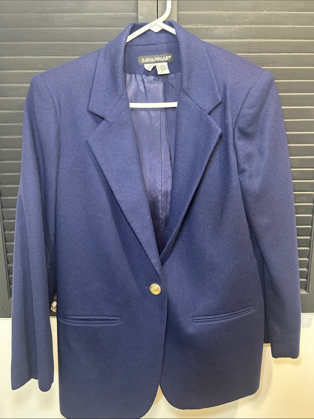 Savannah Deep Navy Single-Button Blazer with Gold Button